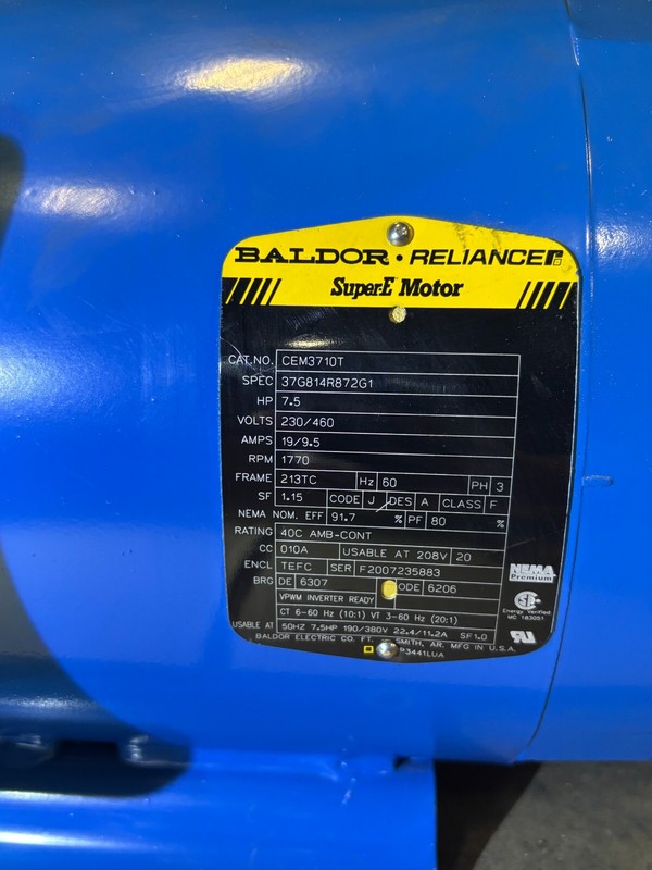 BALDOR ABB ELECTRIC MOTOR CEM3710T USED 7.5HP 213TC FRAME,208-230/460VAC, TEFC gallery