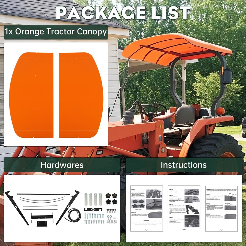 For Kubota, Kioti, Agco Tuff Top Tractor Canopy 48-3/8" X 48-3/8" -Orange gallery