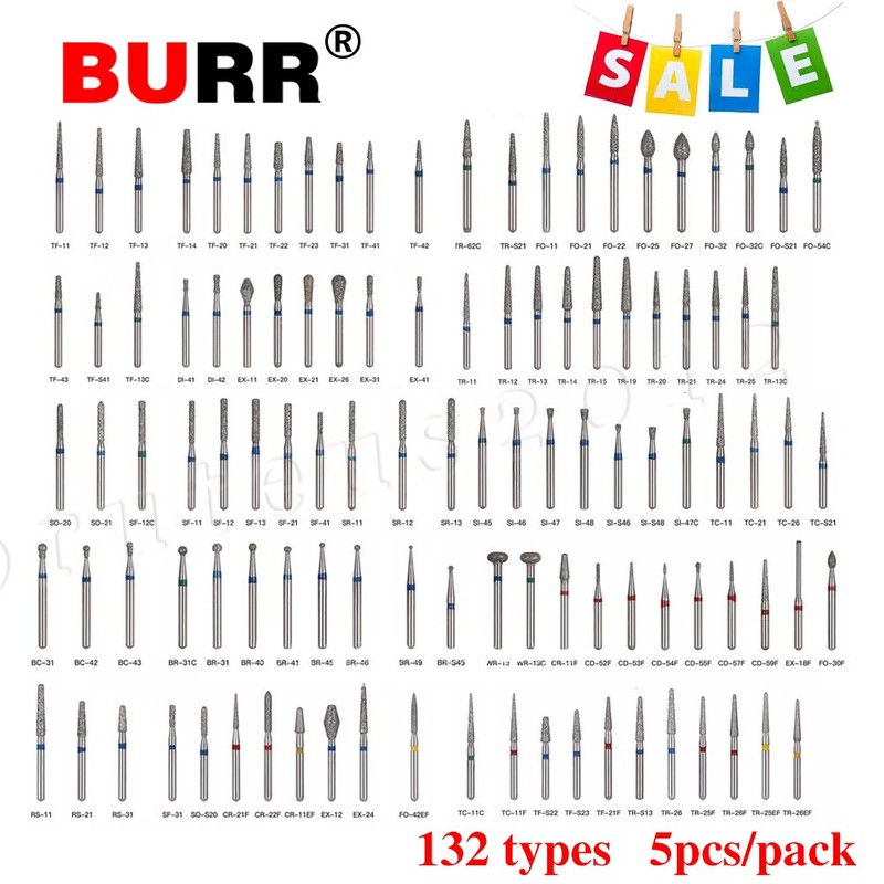 100 piezas/20 tipos Burr fresas de diamante dentales FG medio 1,6mm Kit FG1.6MM gallery