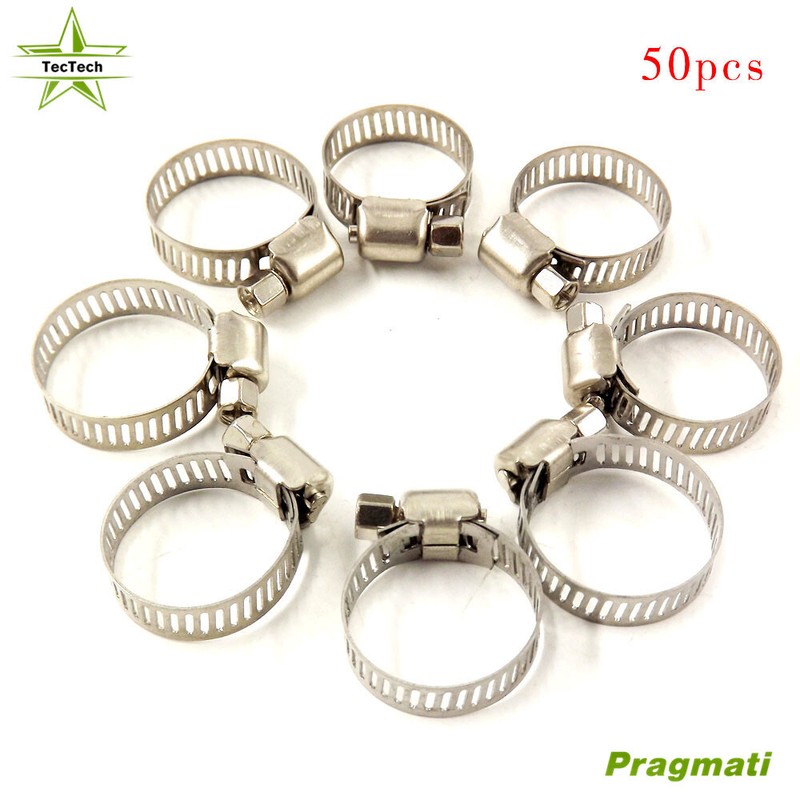 50Pieces 3/4″-1 Stainless Adjustable Drive Hose Clamps Fuel Line Worm Clips US