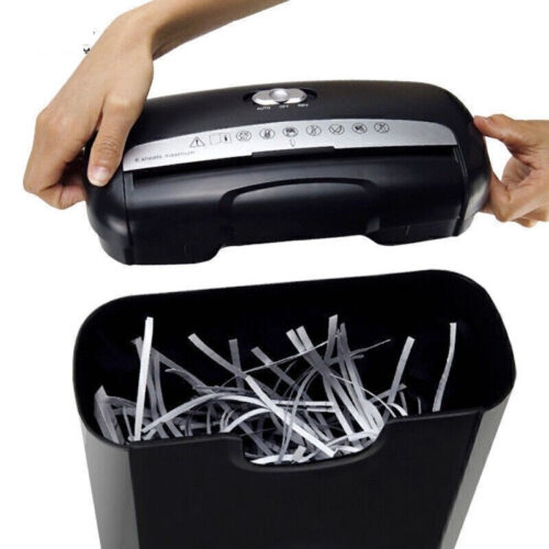 Commercial Paper Shredder Industrial 6 Sheet Cross Cut Heavy Duty Home Office US