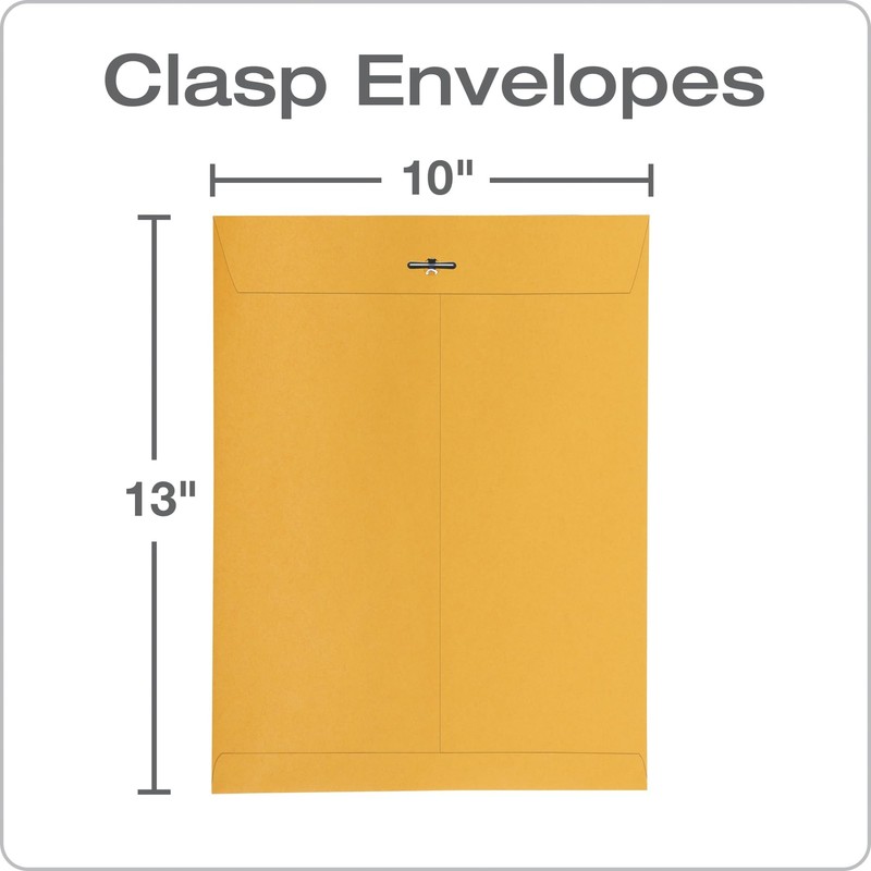 10 x 13 Clasp Envelopes Heavy 32 lb Brown Kraft Gummed Flap 100/Box (QUA gallery