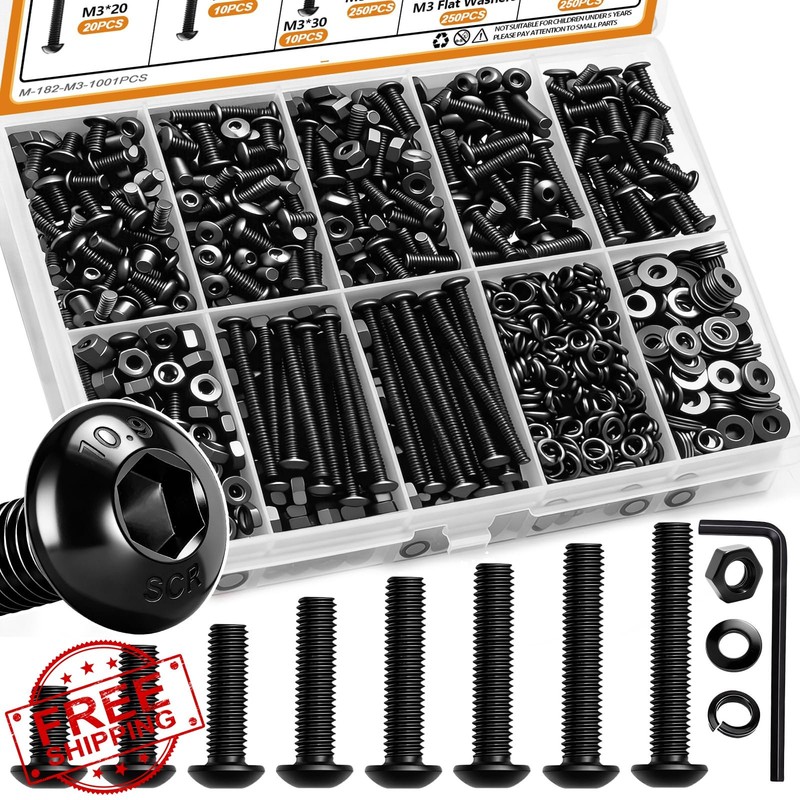 mankk M3 Screws Assortment Kit 1001 Pcs