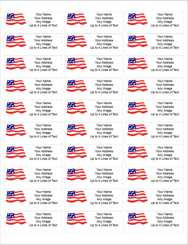 60 Personalized Return Address Labels Custom Mailing Labels USA Flag FREE SHIP