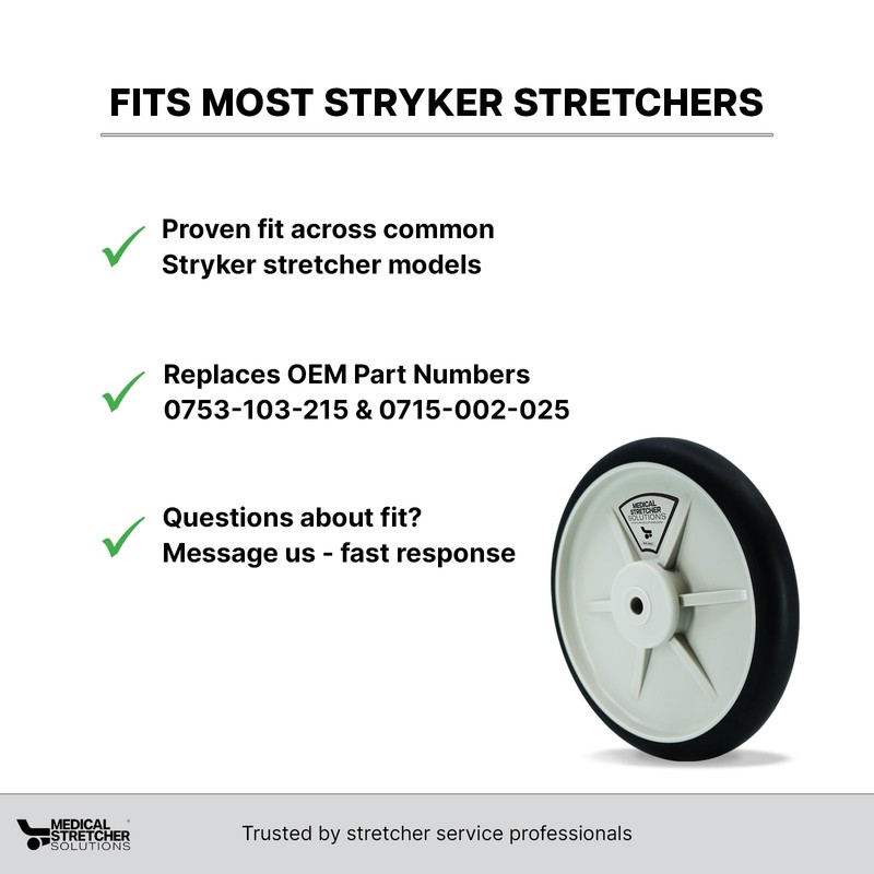 Stryker Stretcher Wheel 8" Replaces 0753-103-215 & 0715-002-025*NEW* gallery