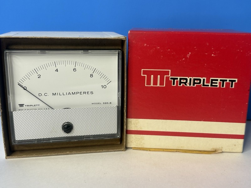 Vintage TRIPLETT 320-G D.C. Milliamperes Analog Panel Meter 0-10 USA NEW NOS