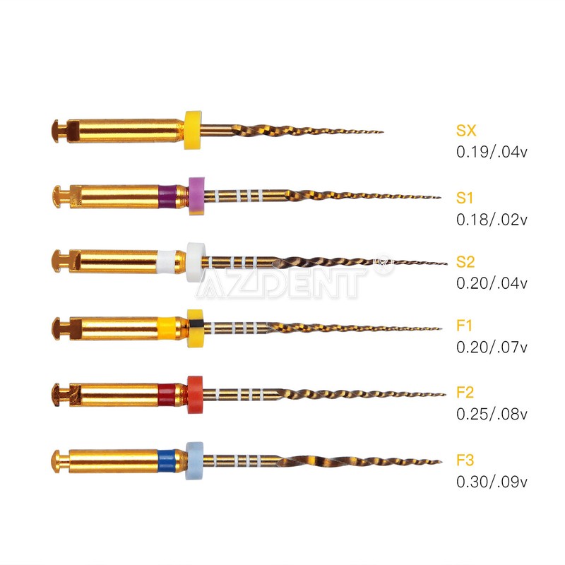 AZDENT Dental Endodontic Gold Taper NITI Rotary Files Engine Use 25mm 6PCS/Packs gallery