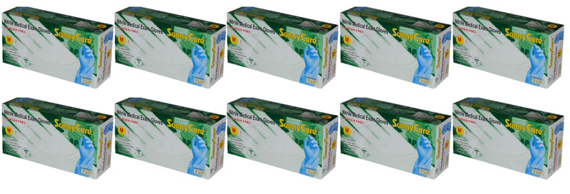 SUNNYCARE BLUE NITRILE MEDICAL GLOVES – 8602 MED – CASE OF 10 BOXES (100/BOX)