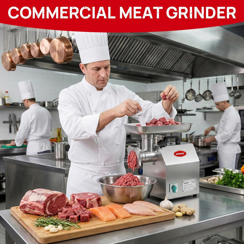 Commercial Electric Meat Grinder #12, 1.0HP Heavy Duty Stainless Steel Meat Minc gallery