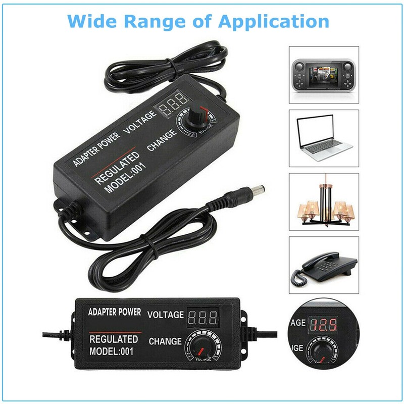 Adjustable Voltage Power Supply 3-24V w/ LCD Display AC / DC Switch Adapter US gallery