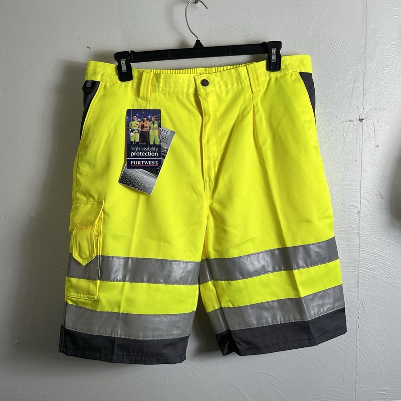 NEW Portwest Hi Visibility Work Shorts Mens XL Reflective Safety Cargo