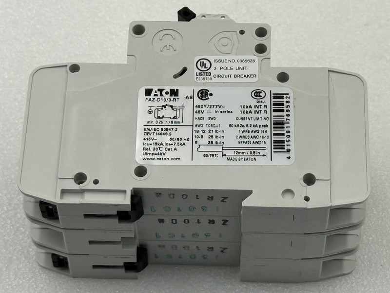 Eaton FAZ-D10/3-RT Moeller Series 3 Phase Circuit Breaker New in Box Surplus gallery