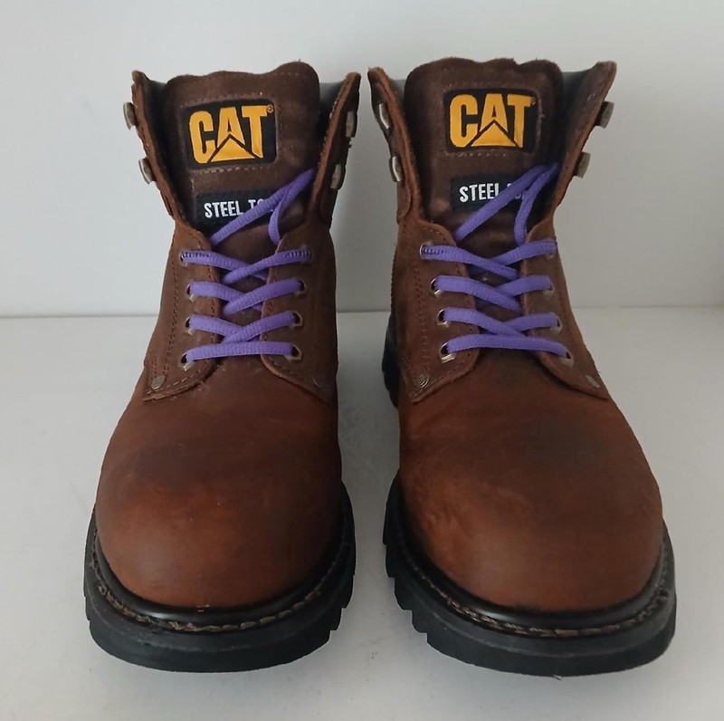 Men’s Size 10 M CATERPILLAR Second Shift Steel Toe Dark Brown Leather Work Boots