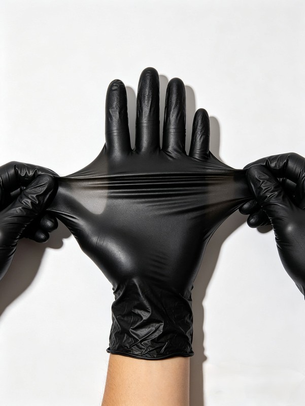 5.5Mil Black Disposable Nitrile Gloves 100Pcs Powder Free Latex Free Textured gallery
