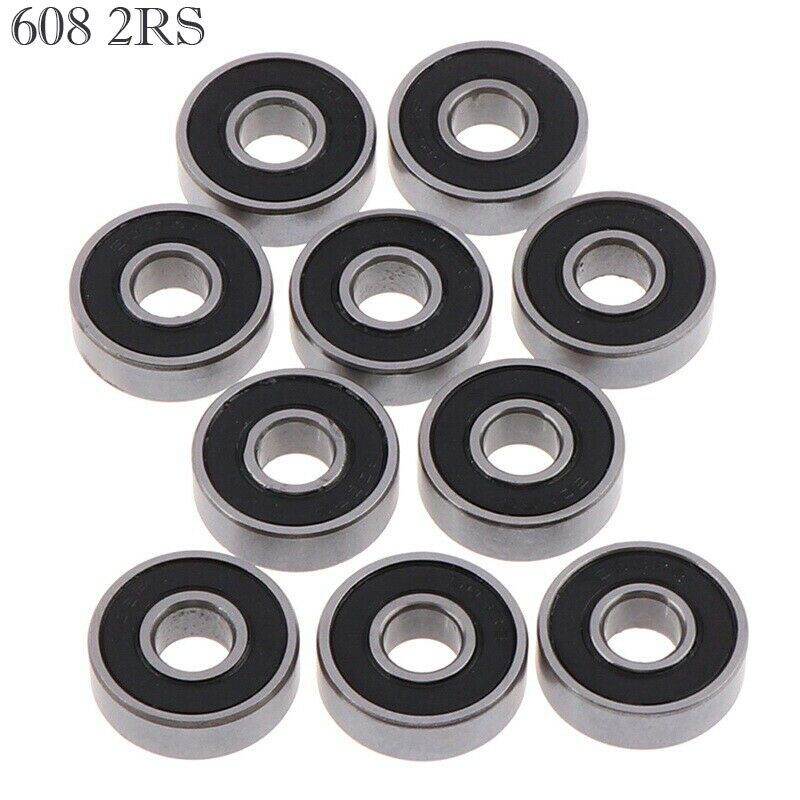 608-2RS Ball Bearing 8x22x7 Two Rubber Sealed Chrome Skateboard 608RS (20pcs) gallery