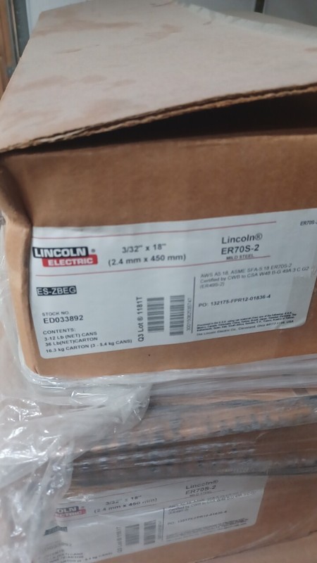 Lincoln Electric ER70S-2 Tig Wire, 3/32″ x 18″ , 36 lb box, ED033892
