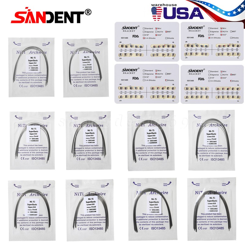 10-100 Packs Dental Orthos Brackets Braces MINI Roth.022 Hook345 /Arch Wire mx gallery