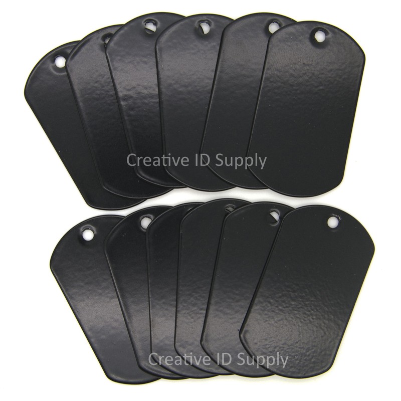 100 PIECES BLACK COLOR BLANK STAINLESS STEEL DOG TAG MILITARY SPEC