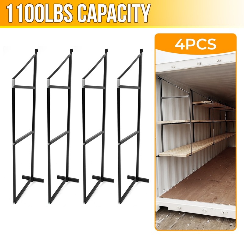 4 Pack 3-Tier Cargo Shipping Container Shelving Shelf Brackets 22″ D x 60″ H