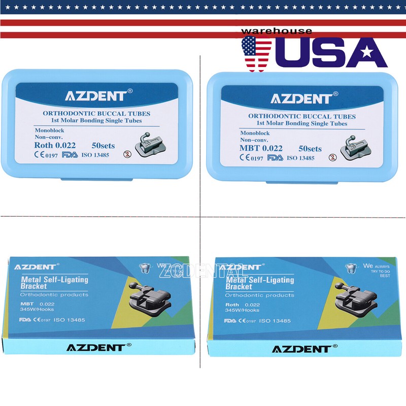 Brackets ortodoncia dental Tubos bucales MBT Roth 022 Ganchos 345 monobloque