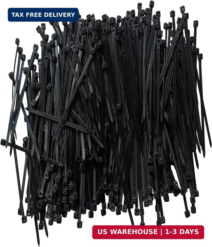 Zip Ties 6 inch 1000 pcs Cable Zip Ties with 18 Pounds Tensile Strength, Black C