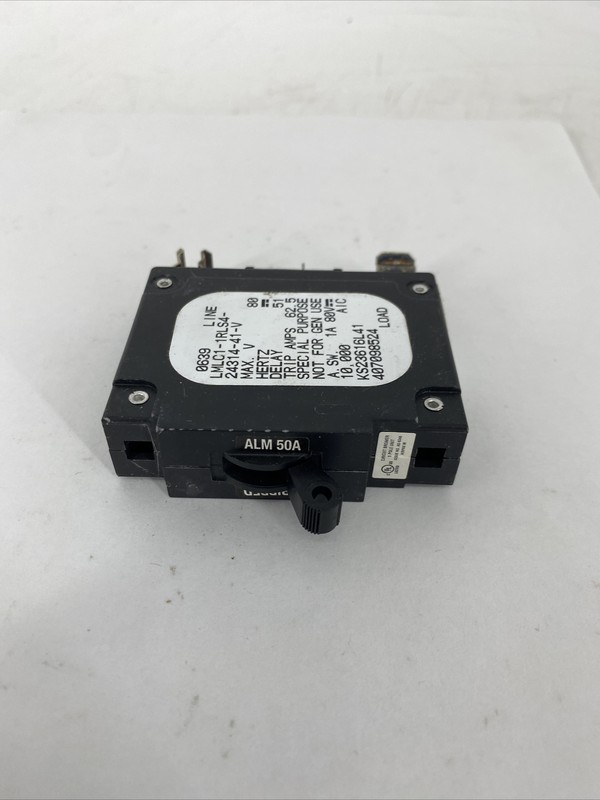 Airpax LMLC1-1RLS4-24314-41-V Bullet Circuit Breaker 1P 50A 80VDC Max gallery