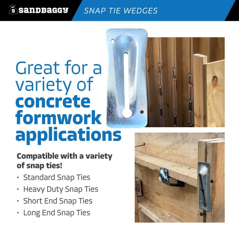 Sandbaggy Galvanized Steel Snap Tie Wedges (2 ⅜" x 6 ⅛") for Concrete Formwork gallery