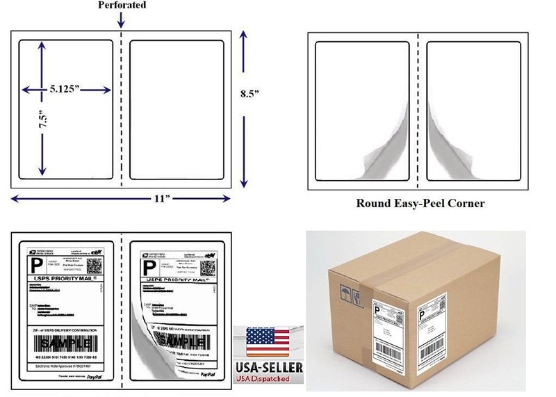 Perforated 400 Quality Round Corner Shipping Labels 2 Per Sheet 7.5″ x 5.125″