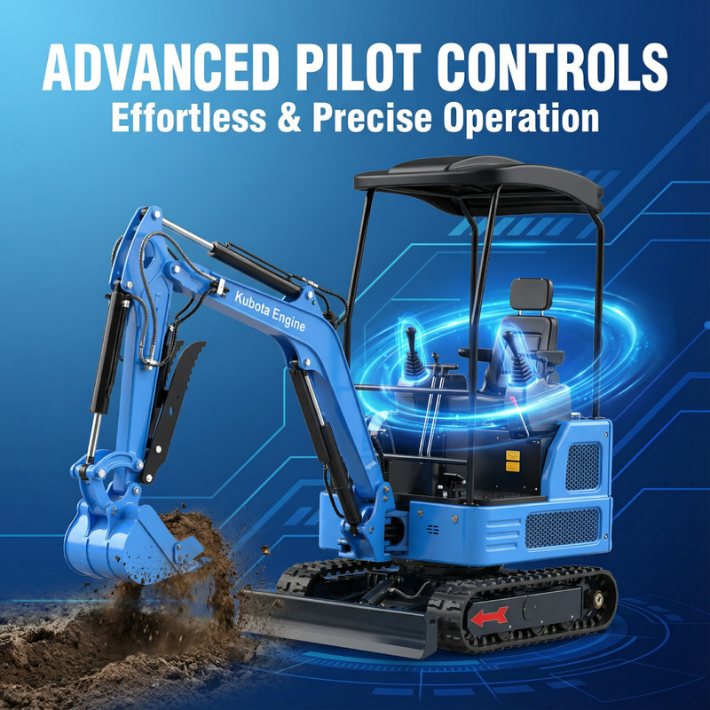4,000 lbs Mini Excavator | KUBOTA Diesel Engine | Hydraulic Thumb，Compact Digger
