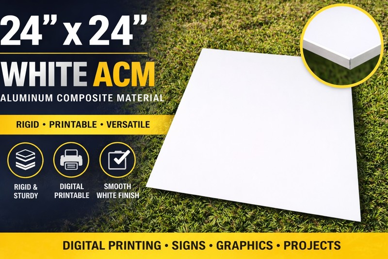 24” x 24” White ACM Sheet – Aluminum Composite Material Metal Sheet, 24 in Width