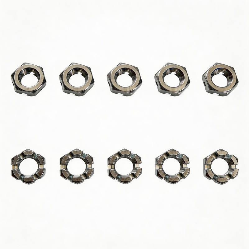 (10) 1-14 Slotted Hex Castle Nut Zinc Plated 1″ x 14 Fine Thread 1 inch fine