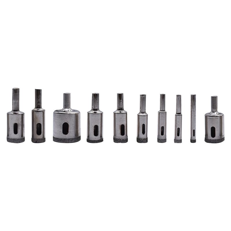 10 Pcs Diamond Drill Bit Set 6/8/10/12/14/16/18/20/22/30mm Glass Hole Saw