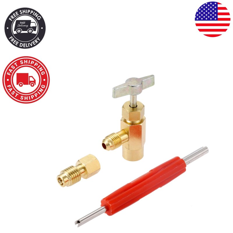 R134A Can Tap & Tank Adapter with Valve Core Remover – Durable Brass