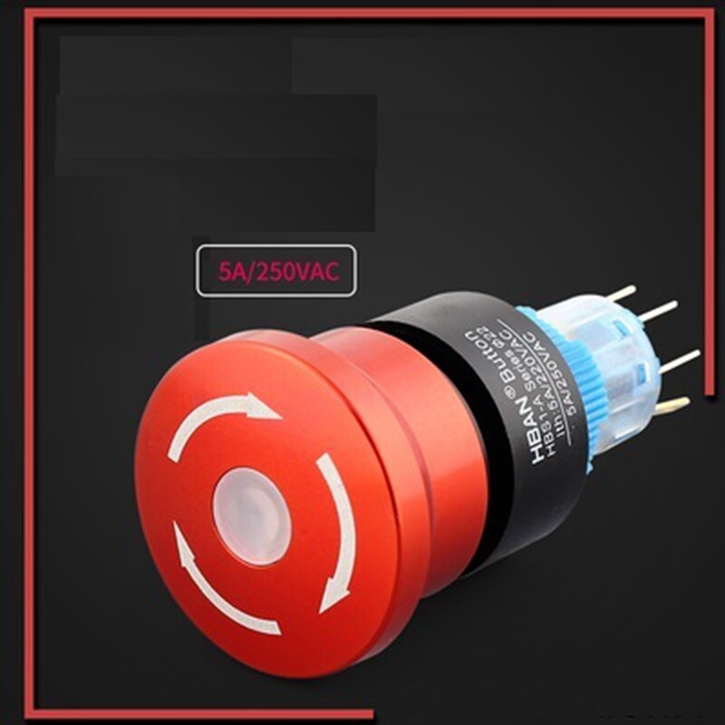 22mm Emergency stop mushroom head button switch power supplydevice rotation hold