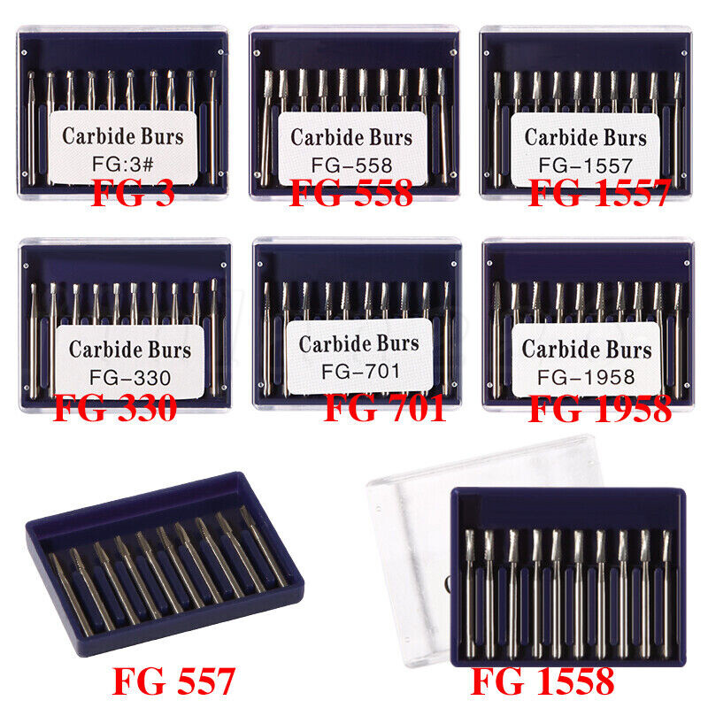 10-100 PCS Dental Carbide Tungsten Steel Burs FG For High Speed Handpiece gallery