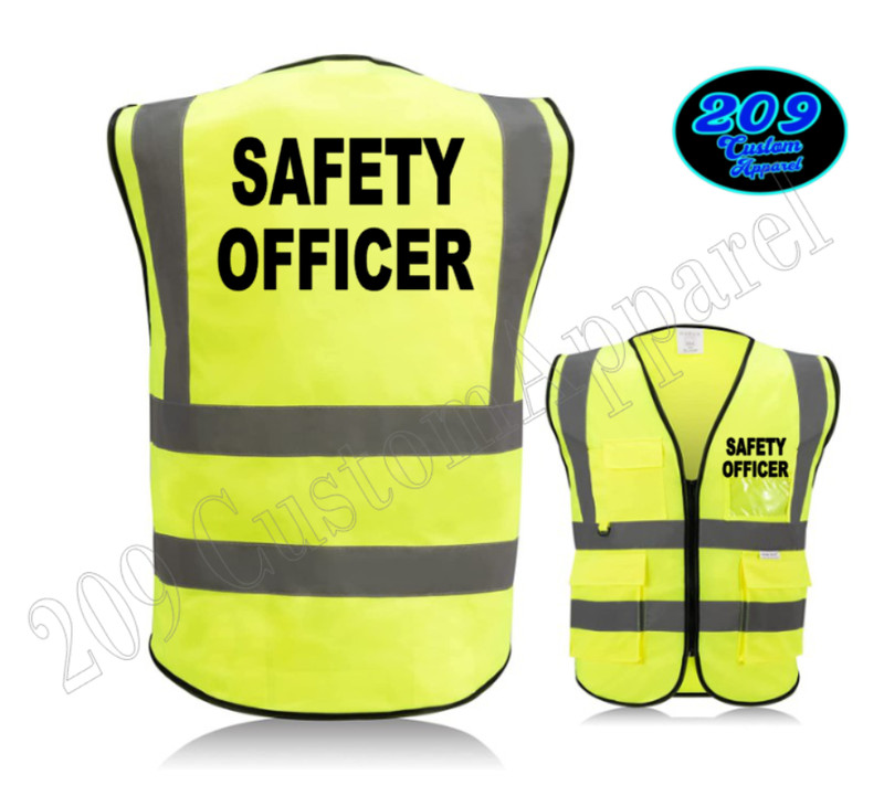 TRAFFIC CONTYROL HI-VISIBILITY SAFETY VEST WITH ZIPPER & POCKETS PRINT IN USA
