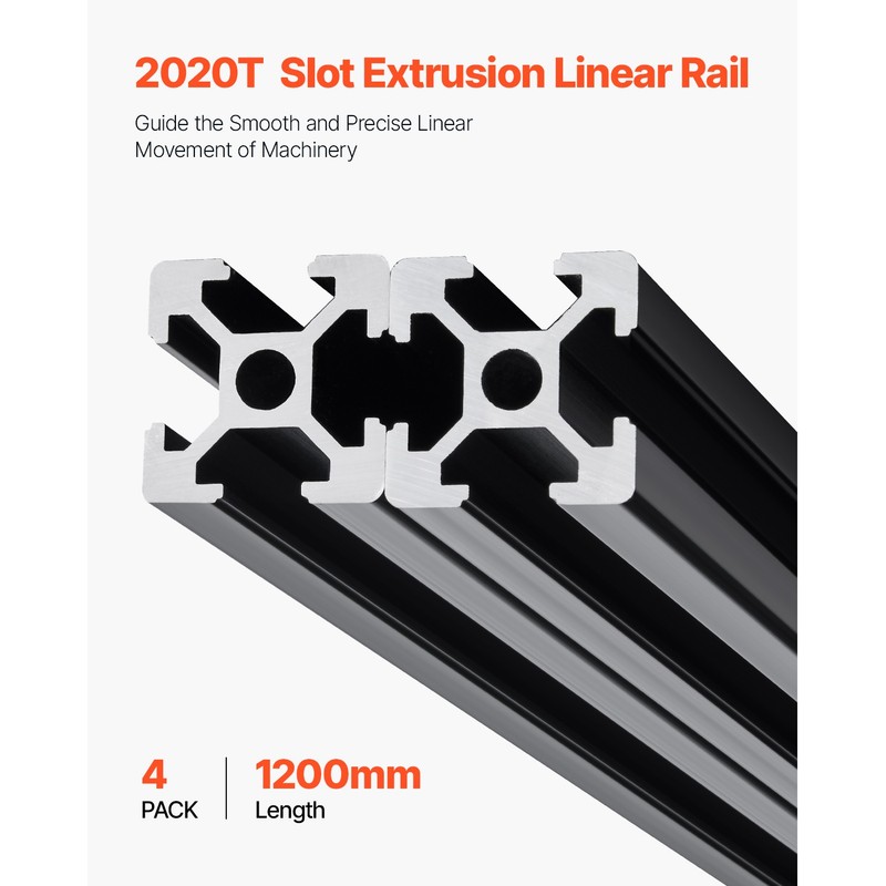 4PCS 47.2 in (1200mm) T Slot 2020 Aluminum Extrusion Anodized Linear Rail gallery