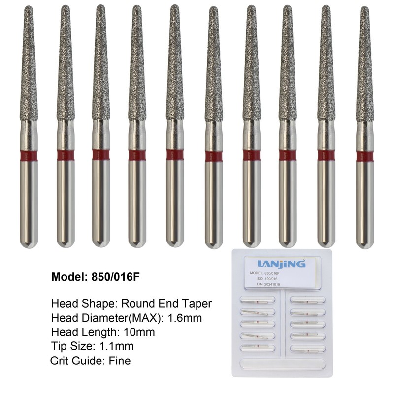 Dental Diamond Burs FG Round End Taper Super Coarse Fine Grit High Speed 856 850