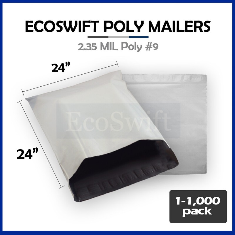 1-1000 24 x 24 «EcoSwift» Poly Mailers Envelopes Plastic Shipping Bags 2.35 MIL