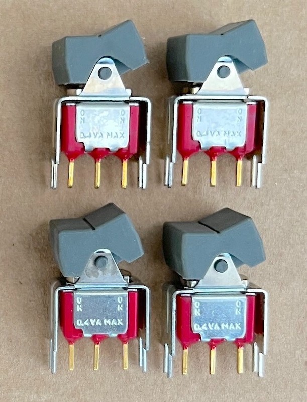 4-Pc Lot: 7101J1V3BE C&K Switch Rocker Miniature SPDT Gold PC Contacts, NOS USA