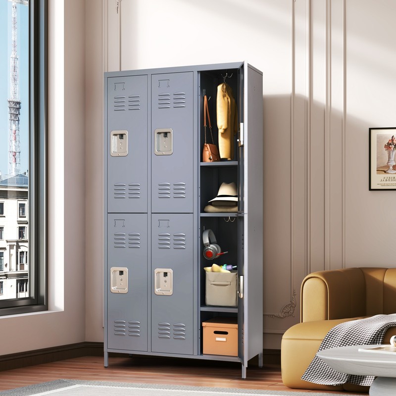 6 Door 72"H Metal Storage Locker Cabinet with Lock, Gray gallery