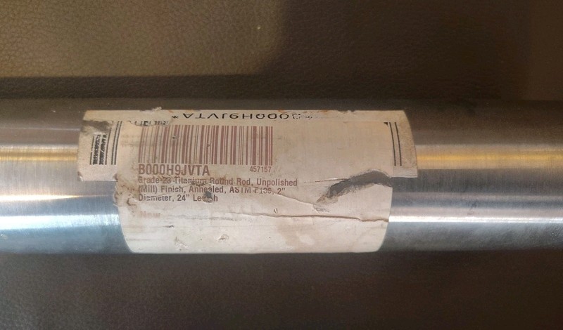 Grade 23 Titanium Round Rod, Unpolished (Mill)Finish, ASTM F136,2″ Dia x 24″ L