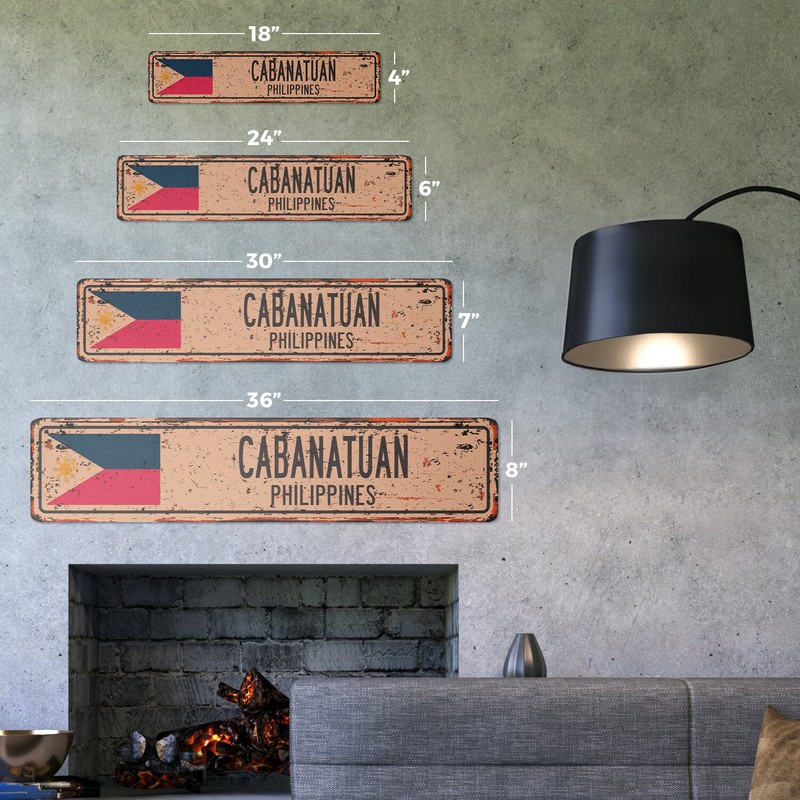 CABANATUAN PHILIPPINES Vintage Street Sign Filipino flag city country rustic gallery