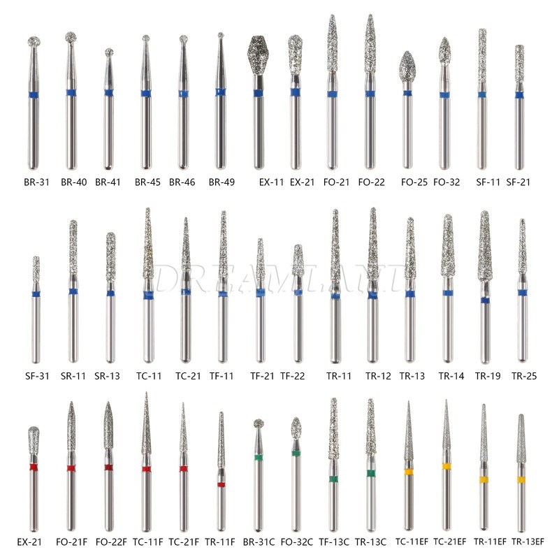 100 piezas/20 tipos Burr fresas de diamante salees FG medio 1,6mm FG1.6mm SKY gallery