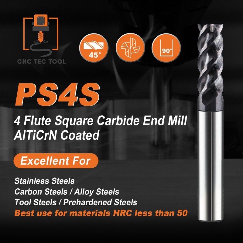 5 PCS 5/8" 4 Flutes Square 45° Helix Carbide End Mill Bits AlTiCrN Coated HRC 50 gallery