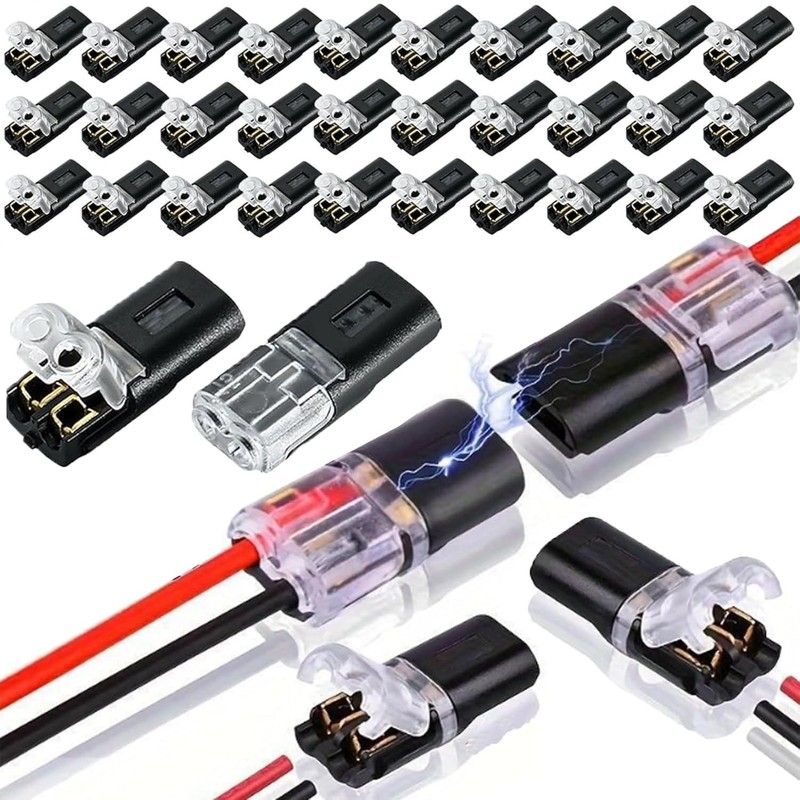 100Pcs 2 Pin Wire Connector Quick Splice Plug AWG 18-22 For LED Automotive Car