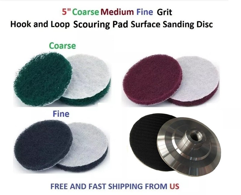42Pc 5″ Coarse Medium Fine Hook and Loop Brush Scouring Cleaning Pads