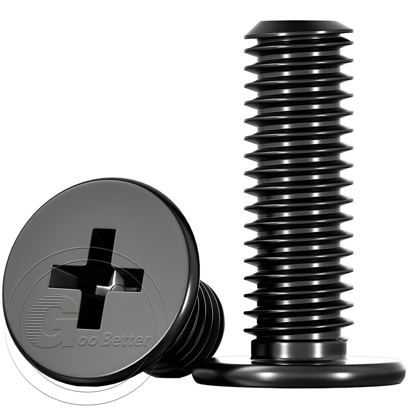 M1 - M2.5 Black Galvanised CM Phillips Ultra Thin Flat Wafer Head Screw Bolt gallery