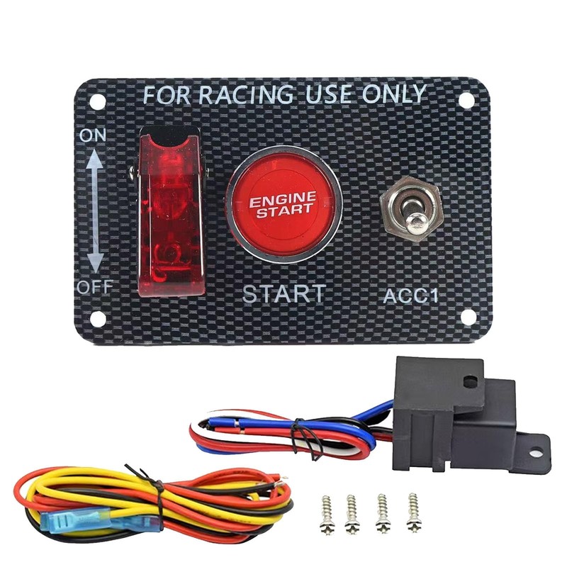 3in1 Universal 12V Racing Ignition Switch Panel Push Button Toggle Car