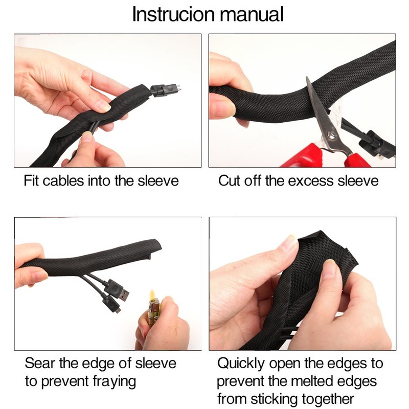 Split Braided Cable Sleeve Nylon Self Wrap Wire Loom Cord Management Protector gallery